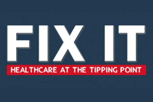a banner graphic that reads 'fix it - healthcare at the tipping point'