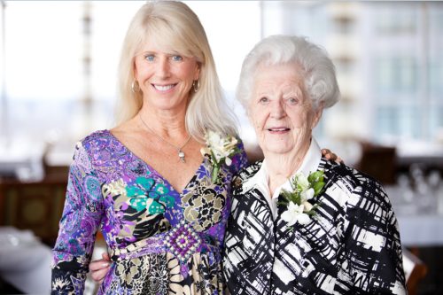 Sallie Cutler, left, and her mother, Alyce Cheatham, attended a 2012 luncheon for Oregon Health and Science University’s Center for Ethics in Health Care, which conducts research regarding Physician Orders for Life Sustaining Treatment. Cheatham, a longtime advocate of the program, relied on instructions in her POLST form after a severe stroke in May. She died a week later at age 96. (Courtesy of Erin Grace Photography)
